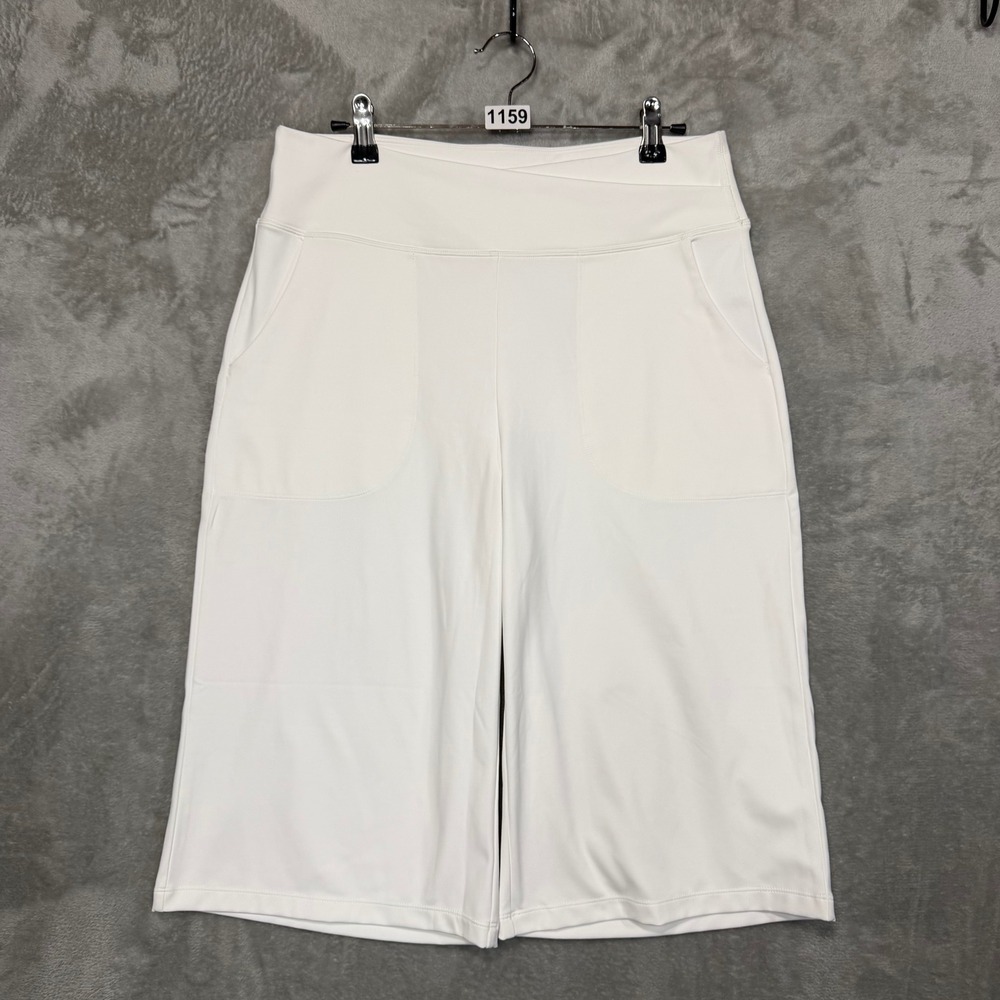 NWT G4free Athletic Shorts Womens Large White High Waist Pockets GF24J195 New